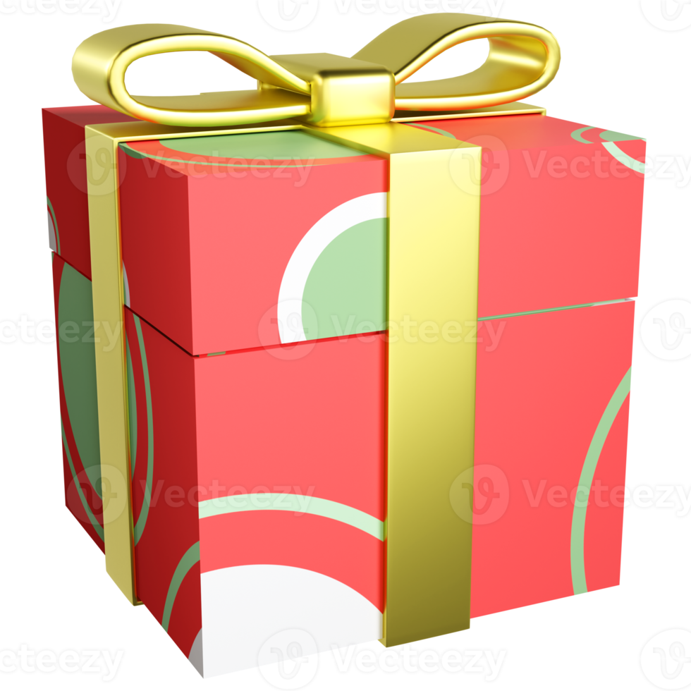 3D Christmas gift box with high quality render png