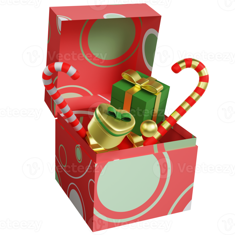 3D-Weihnachtsgeschenkbox mit hochwertigem Rendering png