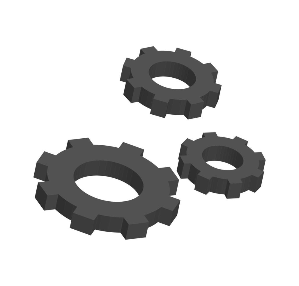 Gear icon, 3d metal gear icon, wheel vector