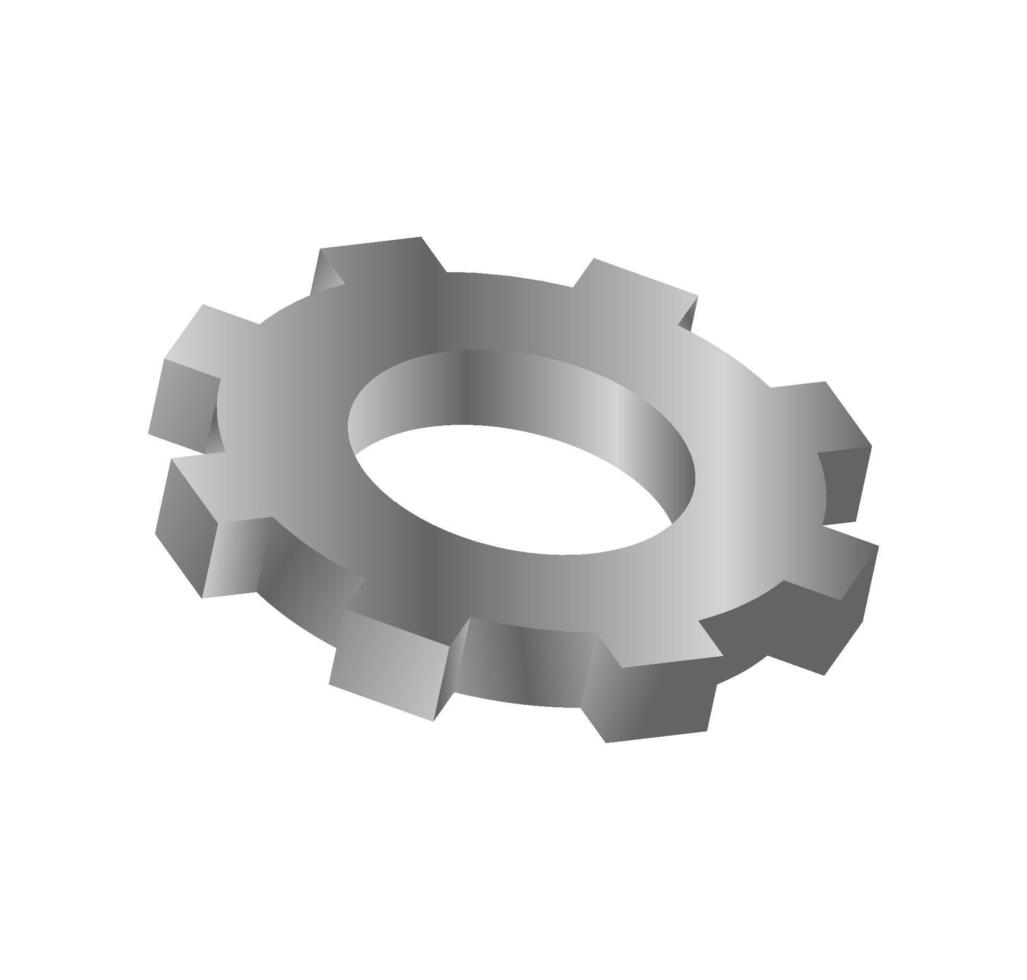 Gear icon, 3d metal gear icon, wheel vector