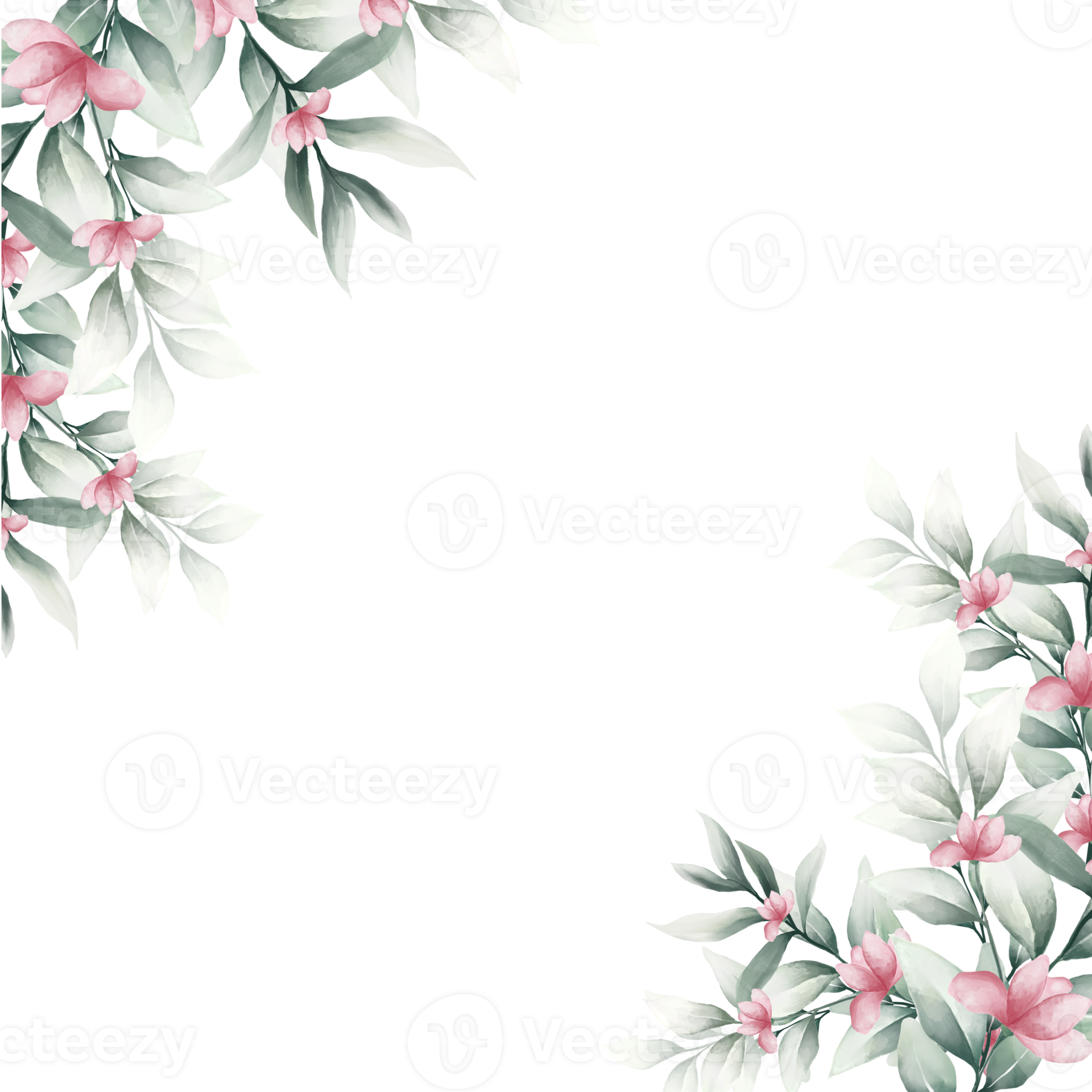 Pink watercolor flower frame 13812200 PNG