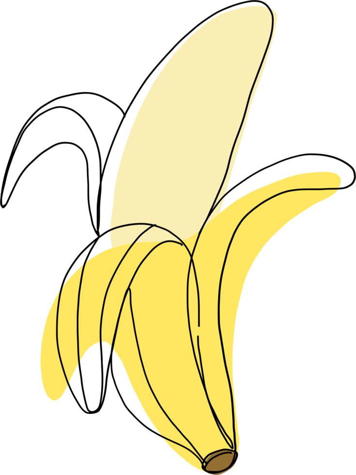 simplicity banana fruit freehand continuous line drawing png