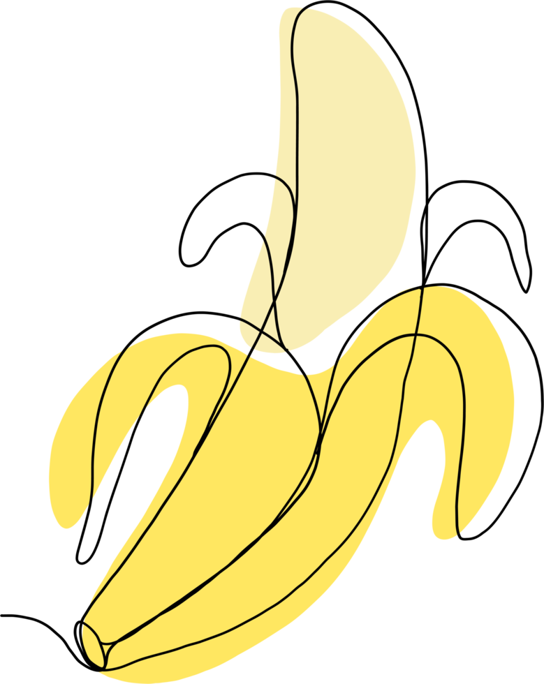 semplicità Banana frutta a mano libera continuo linea disegno png