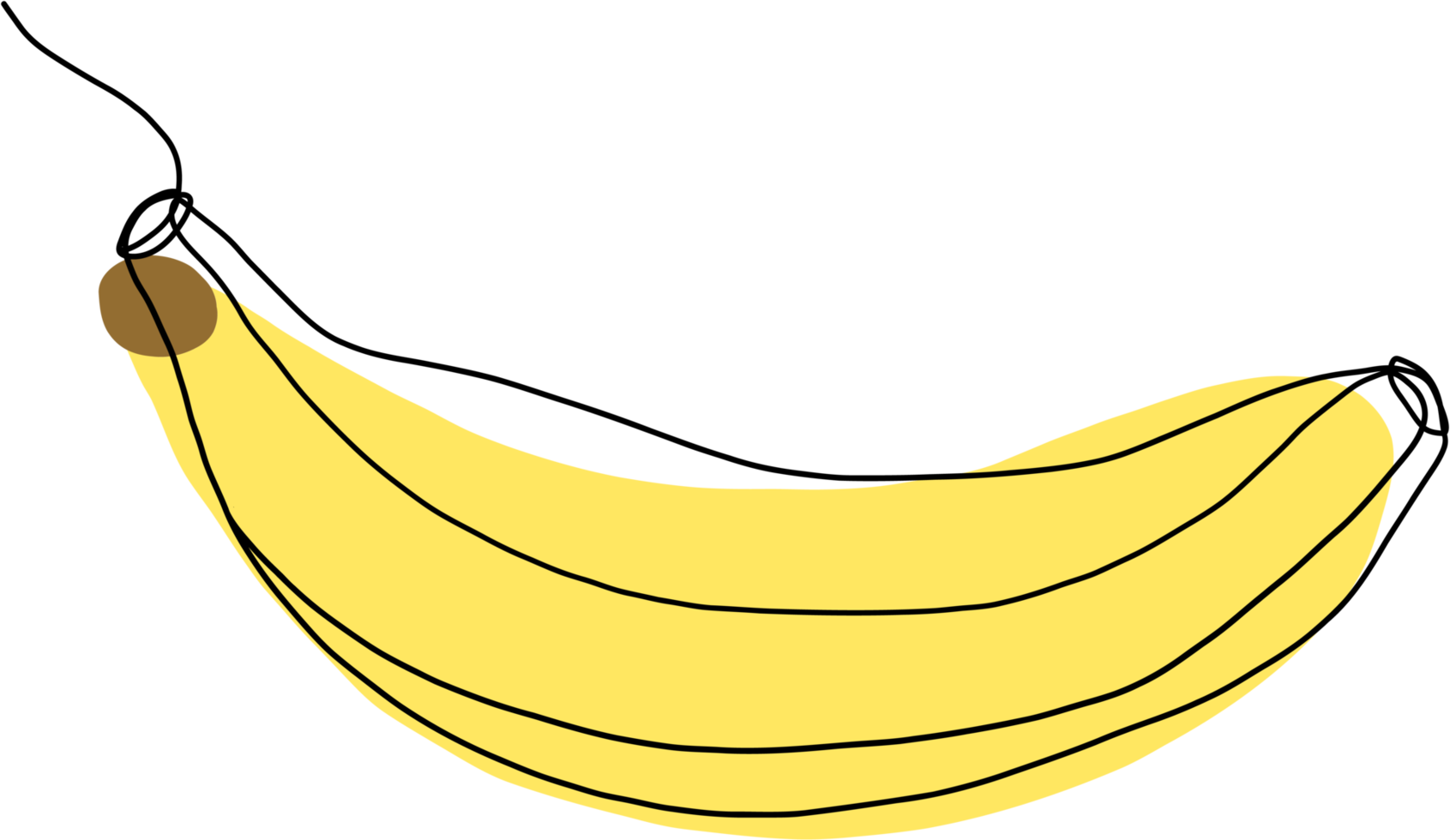 eenvoud banaan fruit uit de vrije hand doorlopend lijn tekening png