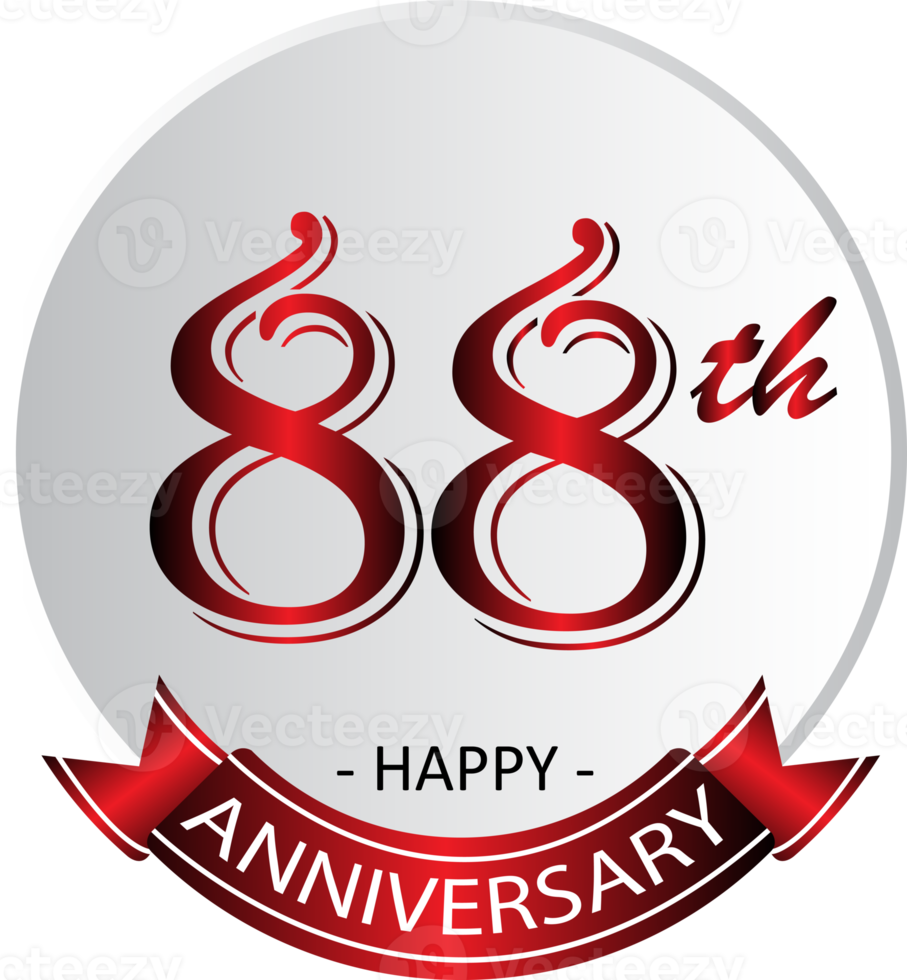 etiqueta de celebración del 88 aniversario png