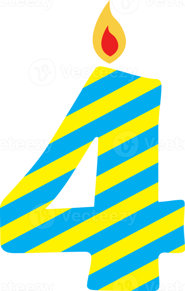 number 4 candle birthday collection png