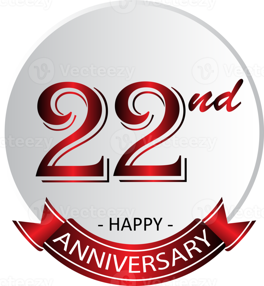 22nd anniversary celebration label png