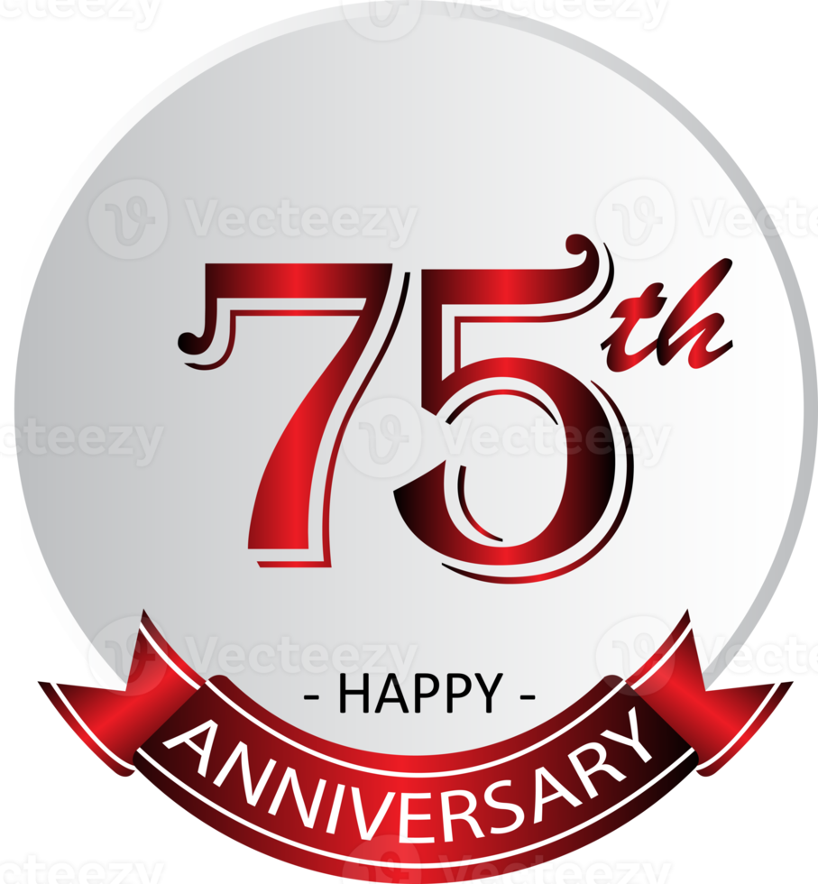 Étiquette de célébration du 75e anniversaire png