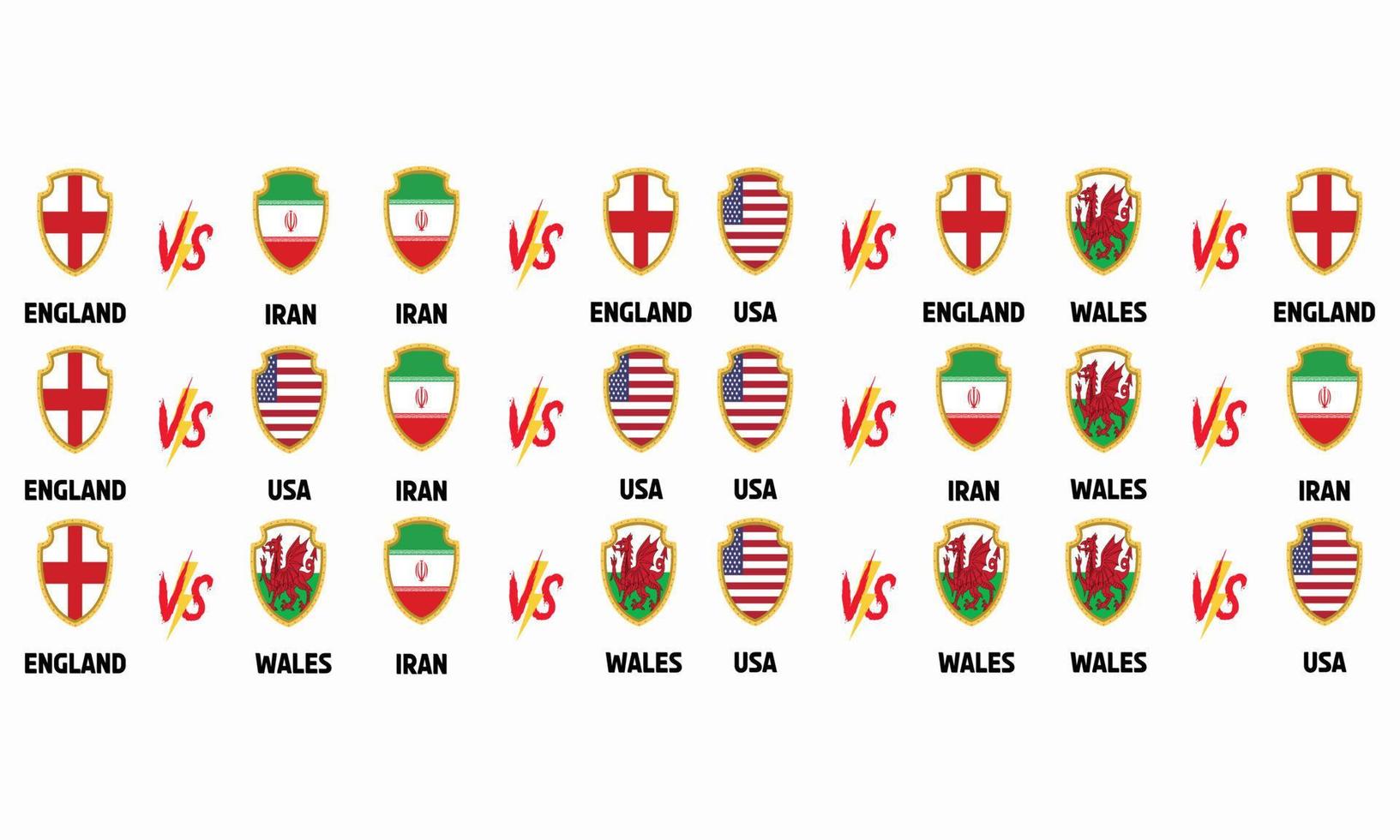 England vs iran usa wales groups vs groups match  Vector  Design