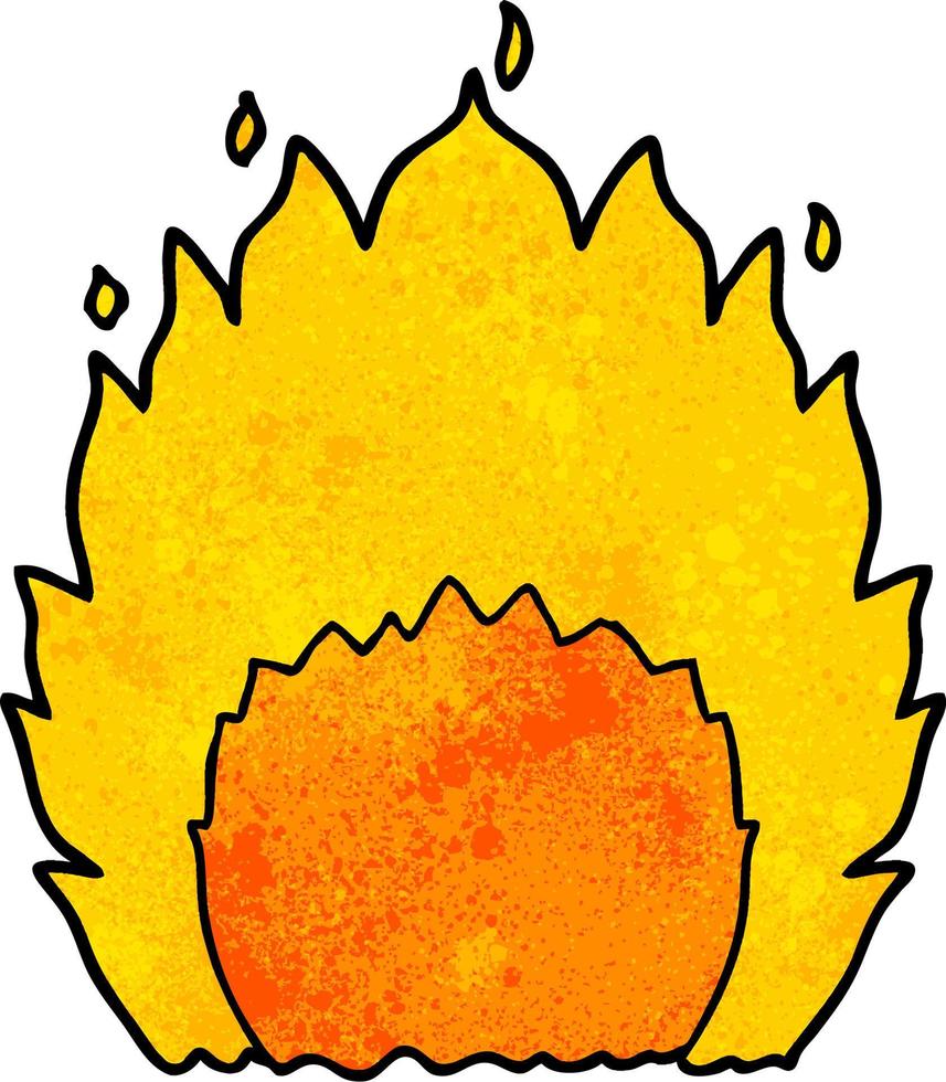 fuego de dibujos animados de textura grunge retro vector