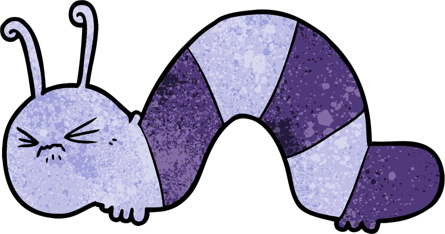 Retro grunge texture cartoon angry bug vector