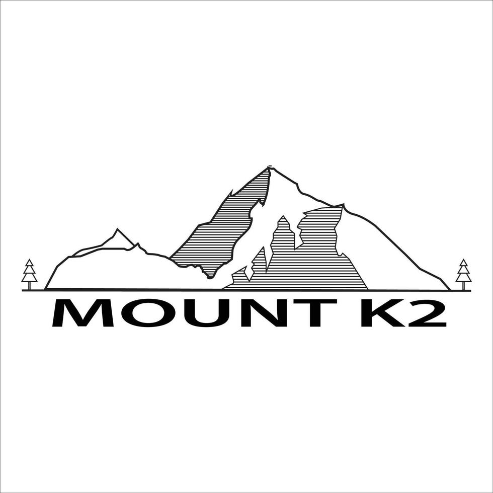 montañas k2 logo vector con fondo blanco