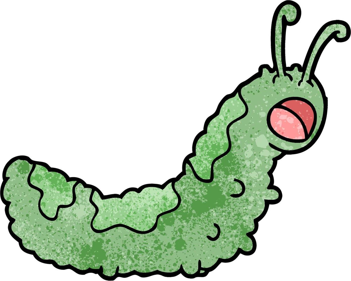 Retro grunge texture cartoon caterpillar vector