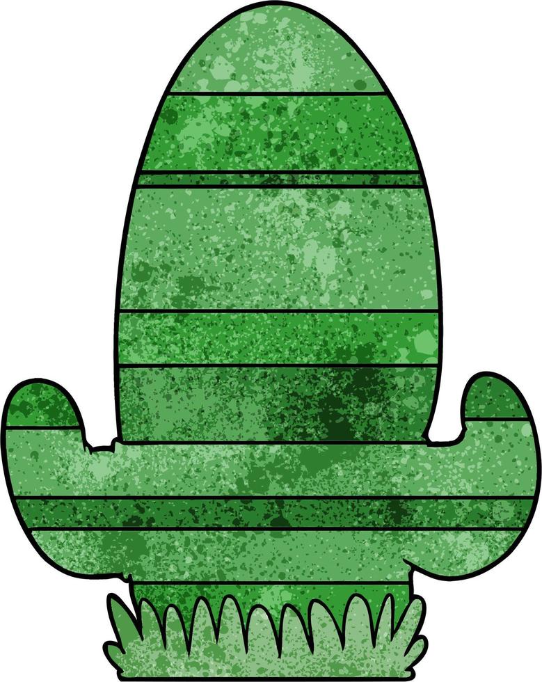 Retro grunge texture cartoon cactus vector