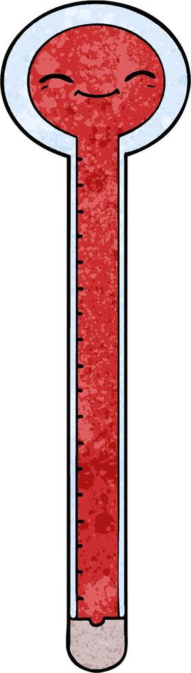 Retro grunge texture cartoon thermometer vector