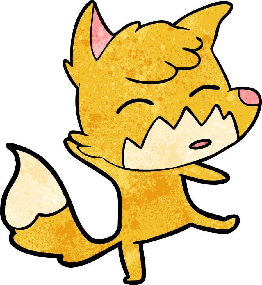 Retro grunge texture cartoon fox vector