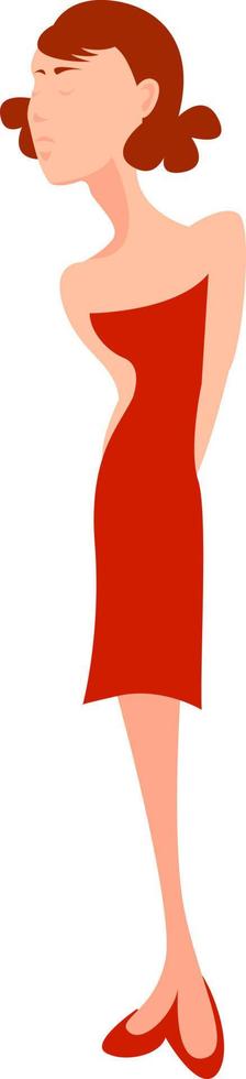 Long neck girl, illustration, vector on white background.