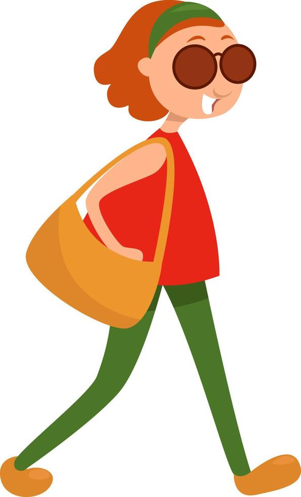 Girl with sunglasses, illustration, vector on a white background.