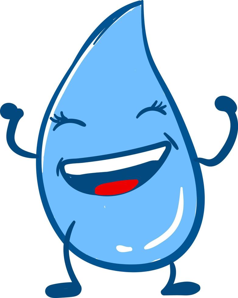 Happy water drop, illustration, vector on white background.