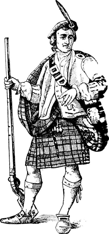 falda escocesa, ilustración vintage. vector