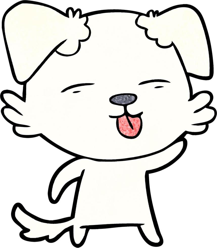 retro grunge texture cartoon dog sticking tongue out vector