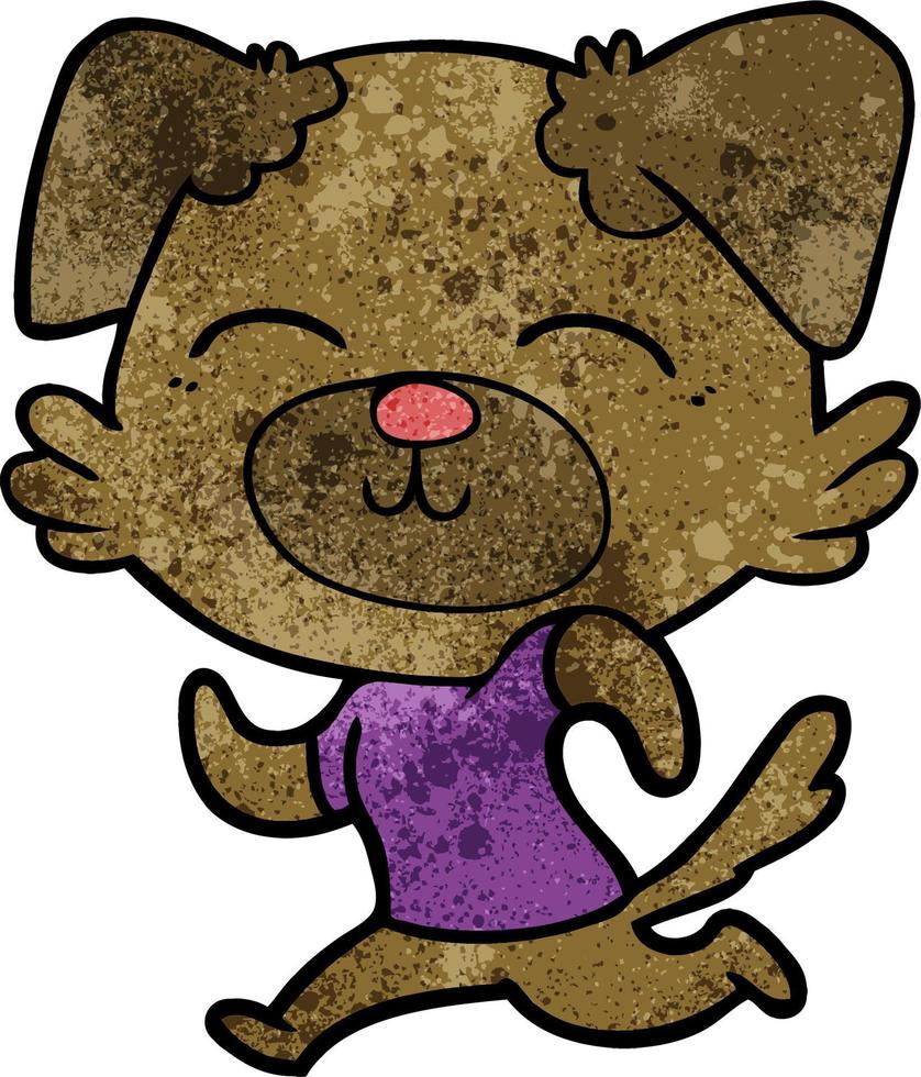 Retro grunge texture cartoon dog vector