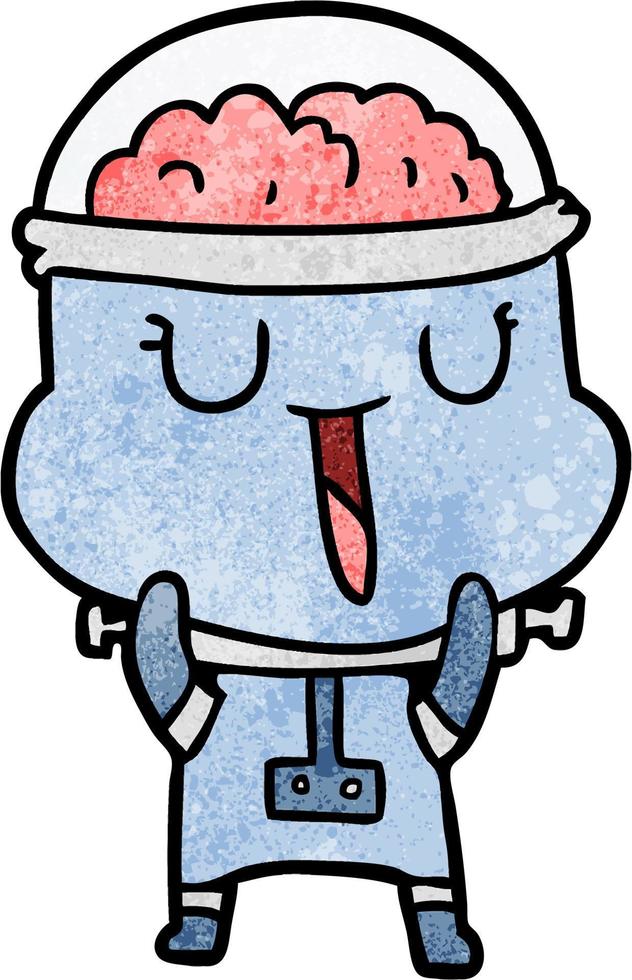 Retro grunge texture cartoon robot vector