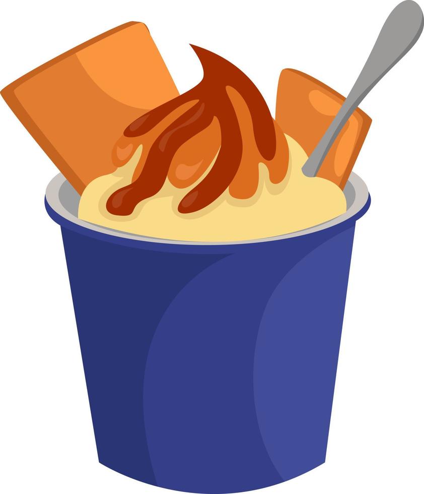 helado con galletas, ilustración, vector sobre fondo blanco.