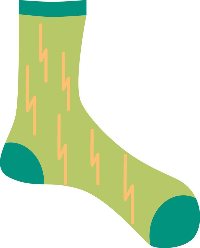 Green socks with thunders, illustration, vector, on a white background. vector