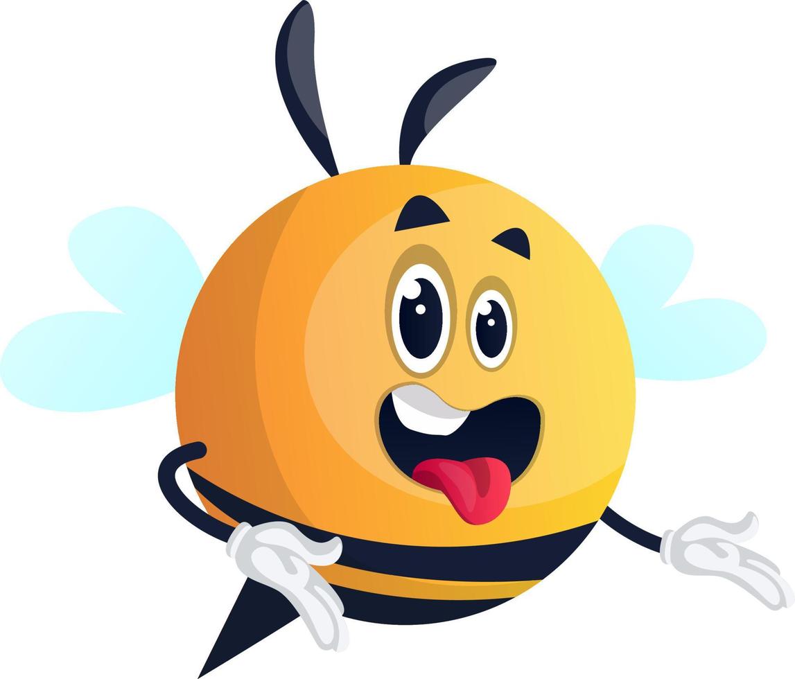 Bee with open mouth, illustration, vector on white background.