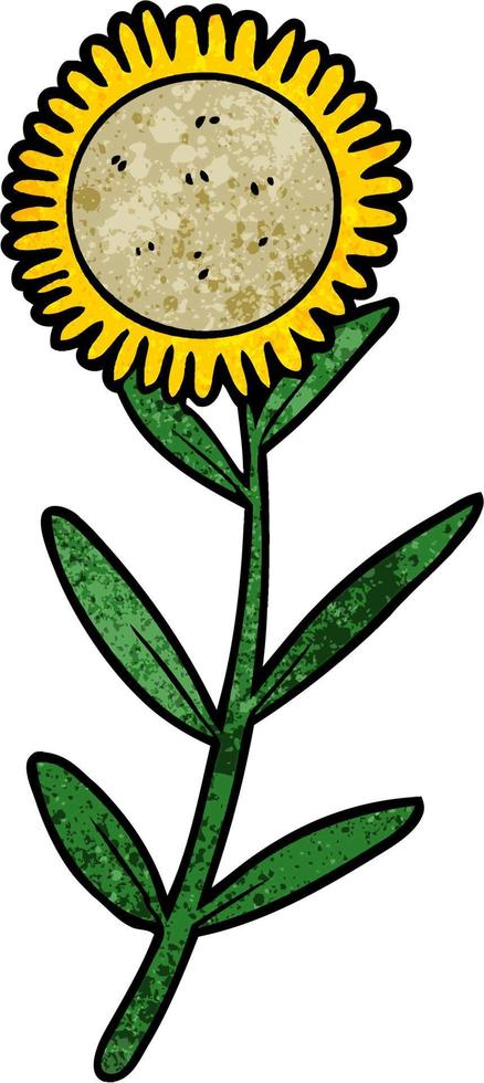 Retro grunge texture cartoon sunflower vector