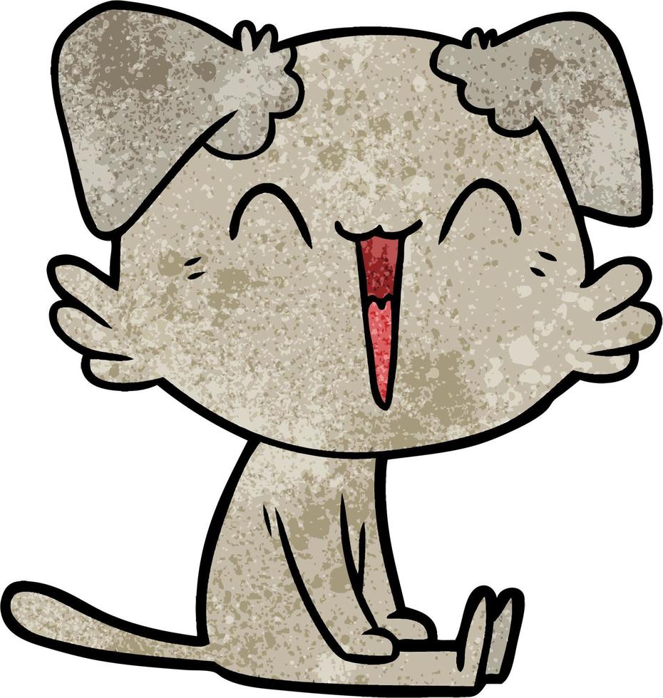 Retro grunge texture cartoon dog laughing vector