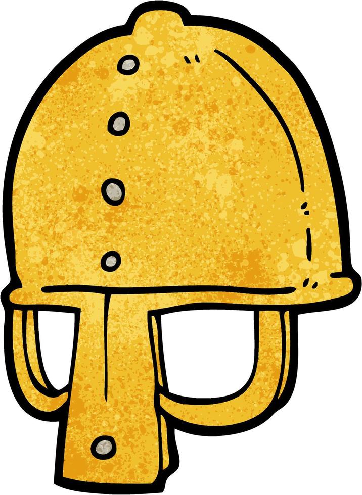 Retro grunge texture cartoon medieval helmet vector