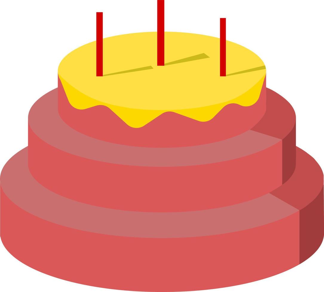 Birthday cake, illustration, vector on white background.