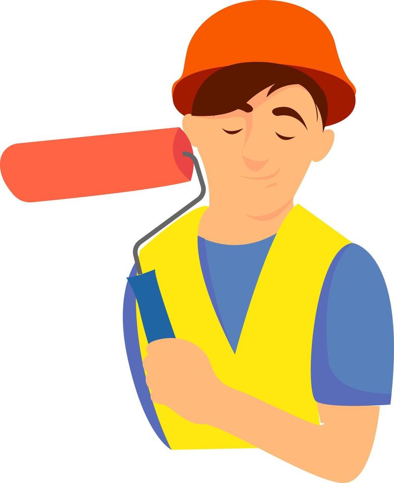 Paint roller, illustration, vector on white background.