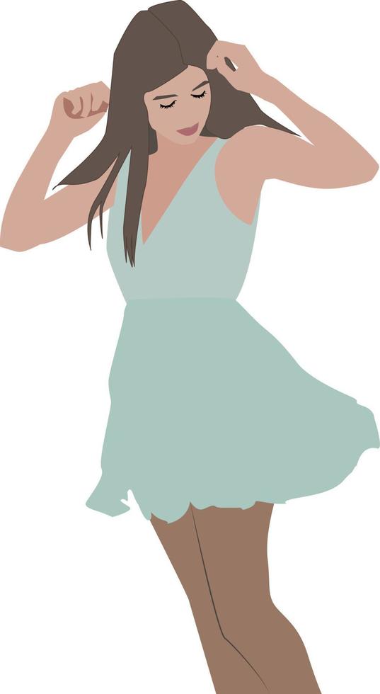 chica en vestido, ilustración, vector sobre fondo blanco.