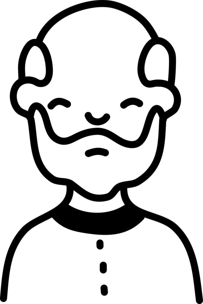 Bald old man with beard, illustration, vector on a white background