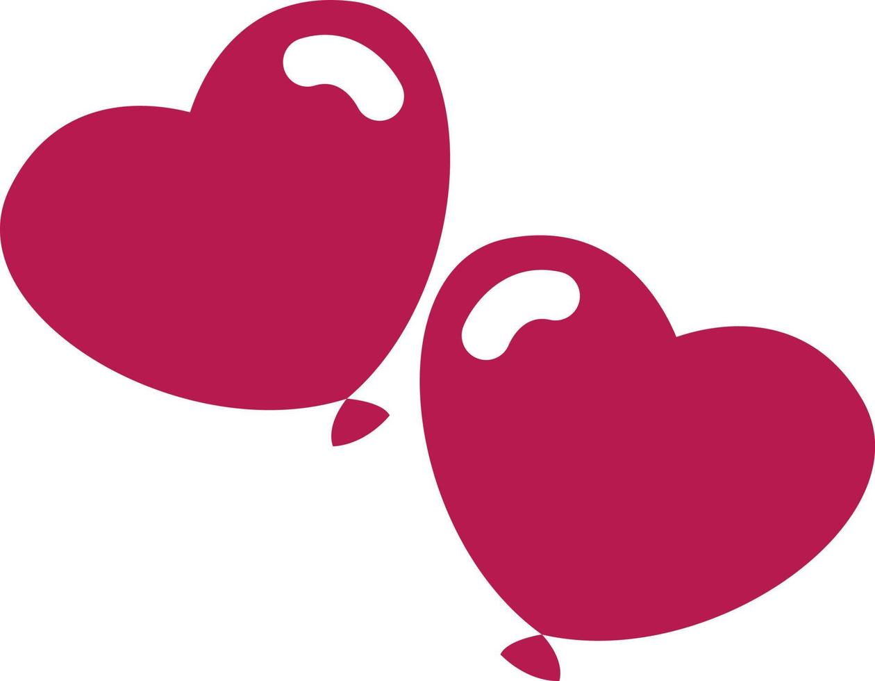 Two floating heart balloons, illustration, vector on a white background.