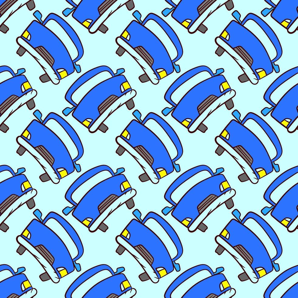 Blue car pattern, seamless pattern on blue background. vector