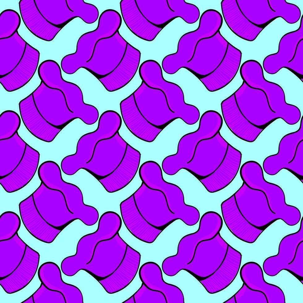 Purple chef hat ,seamless pattern on blue background. vector
