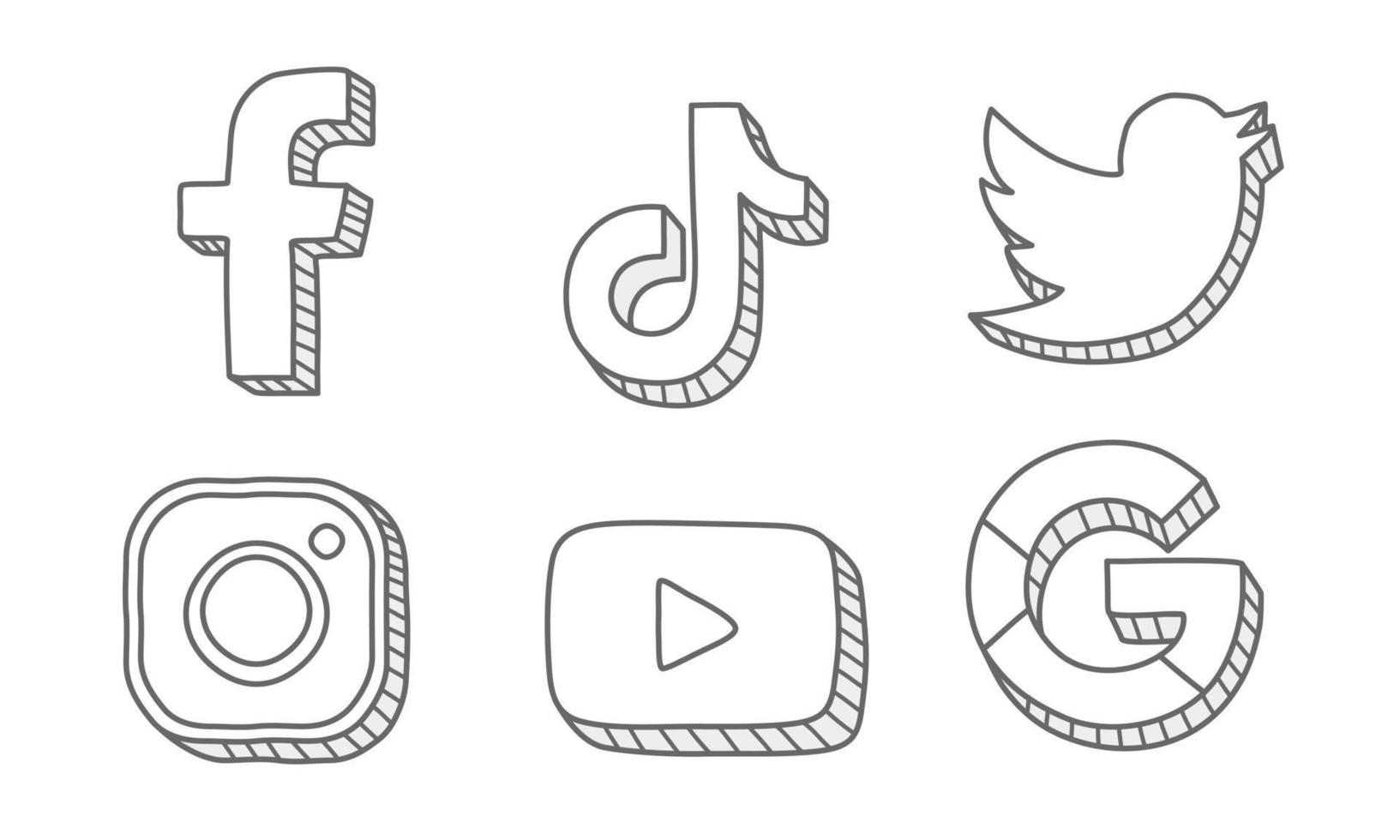 Popular social media apps draw a collection of people who spend the most time with them. Social media icons are drawing style. vector