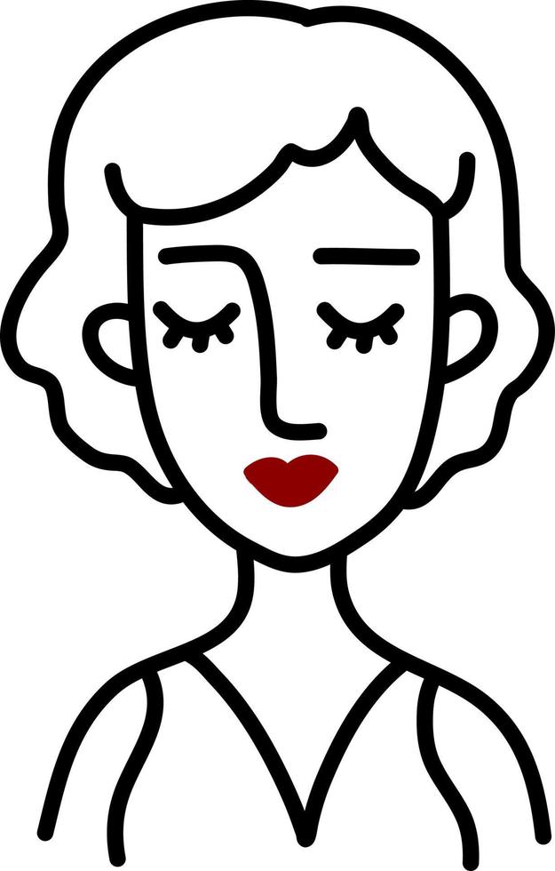 Lady with red lipstick and short hair, illustration, on a white background. vector