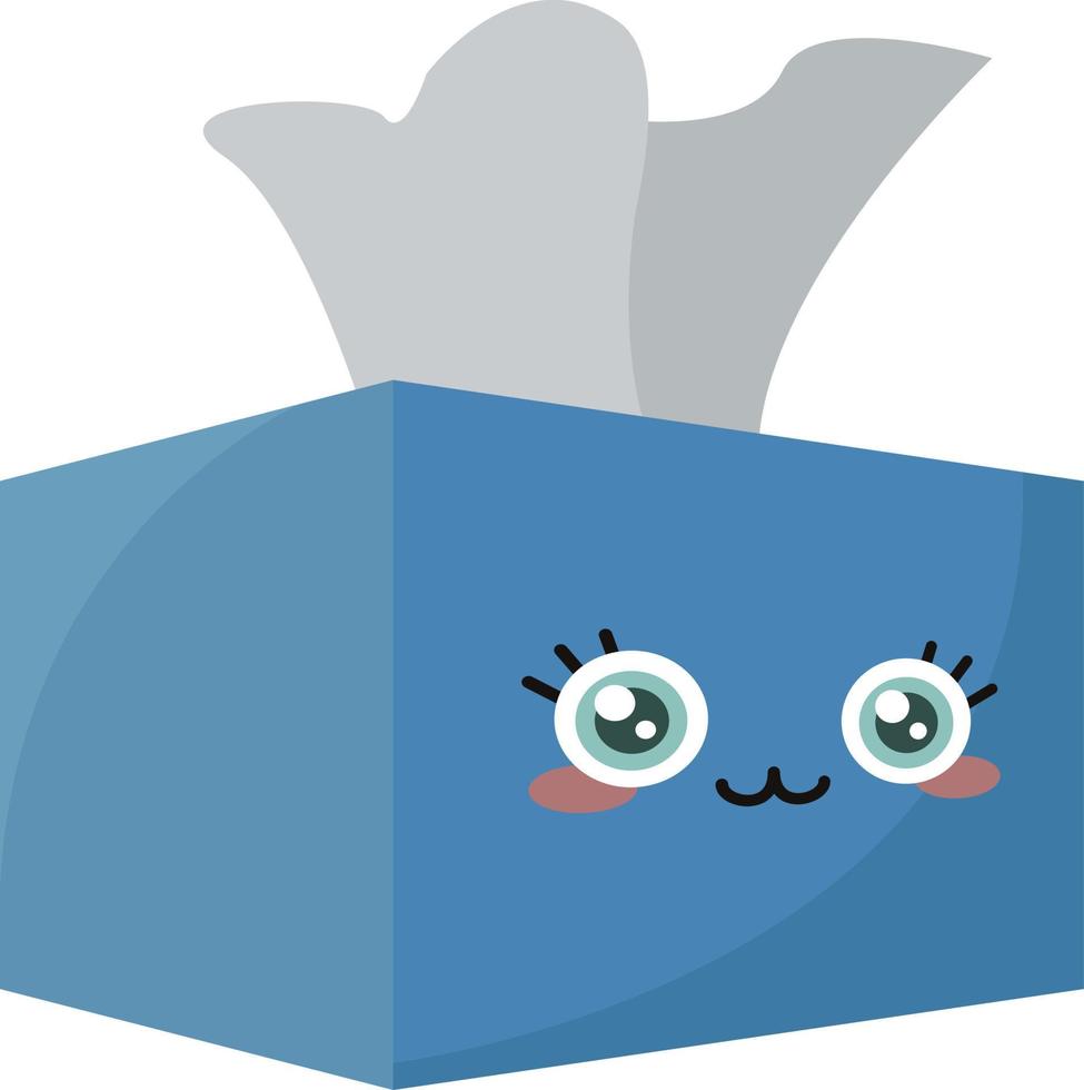 Blue box with napkins, illustration, vector on white background.