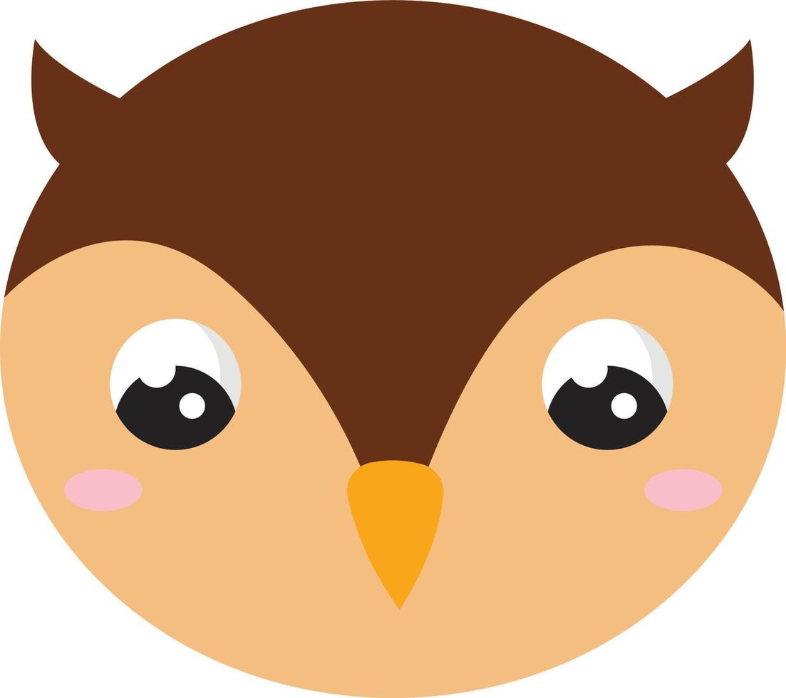 Cute owl with big eyes, illustration, vector on white background.