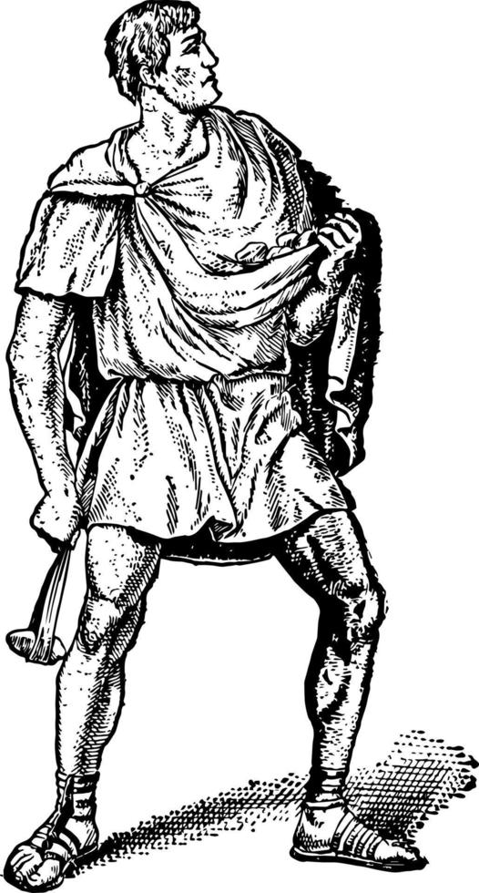 una ilustración vintage de un hondero romano. vector