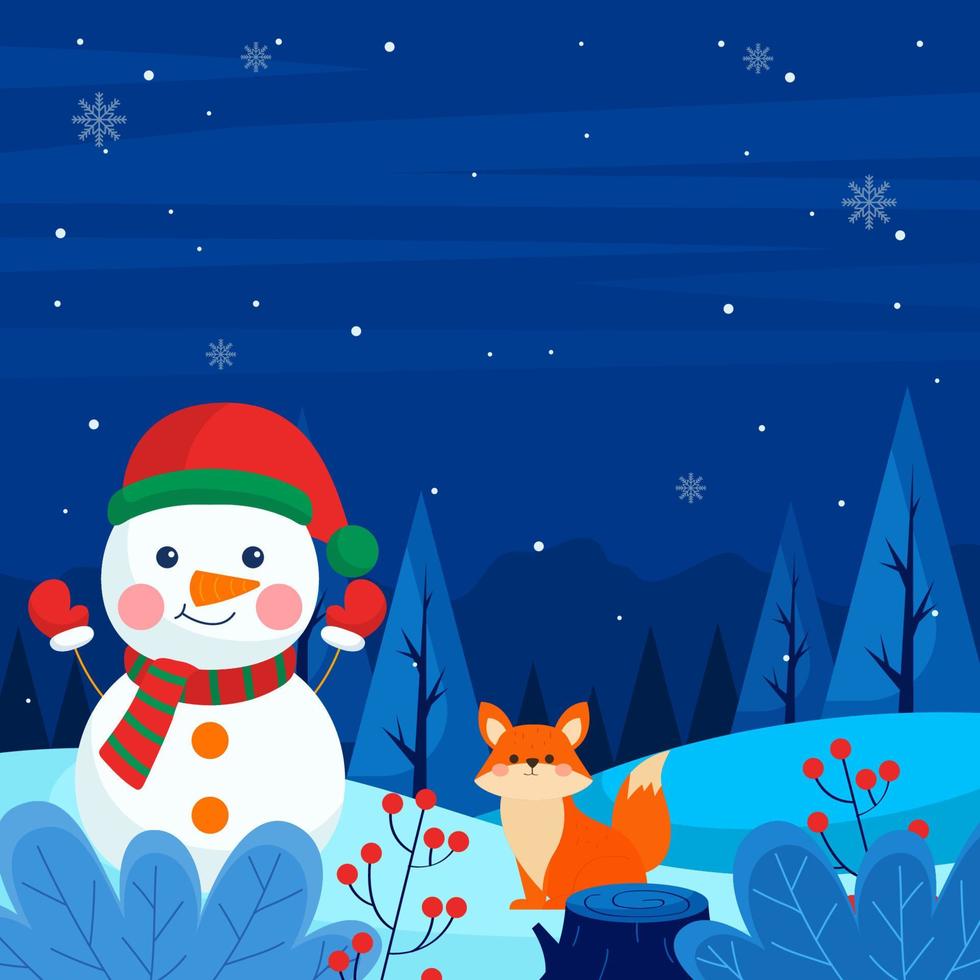 lindo fondo de muñeco de nieve vector