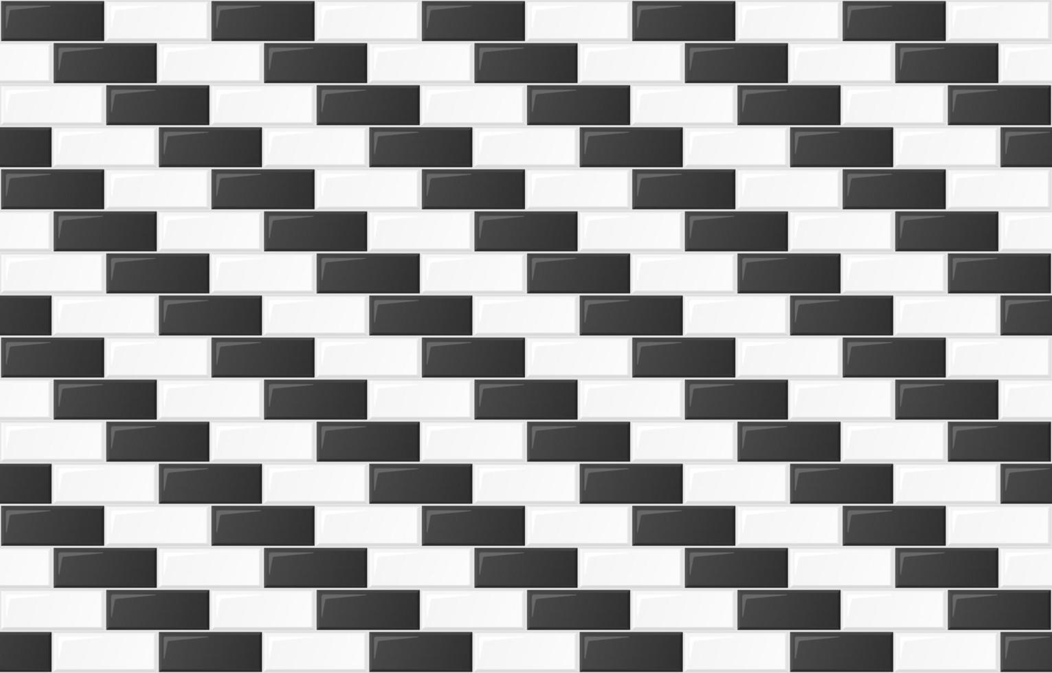 Seamless black and white checkered tile rectangle pattern. Wallpaper, Print. Vector illustration.