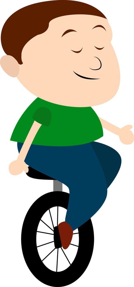 Kid on monocycle, illustration, vector on white background.