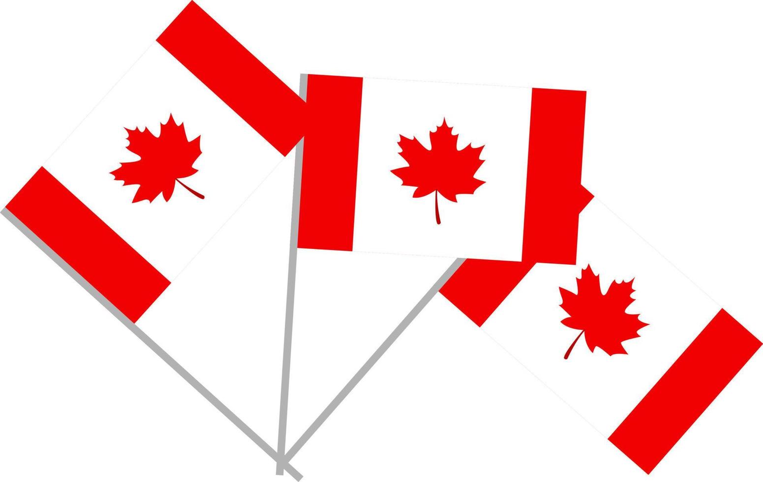 Canadian flags, illustration, vector on white background.