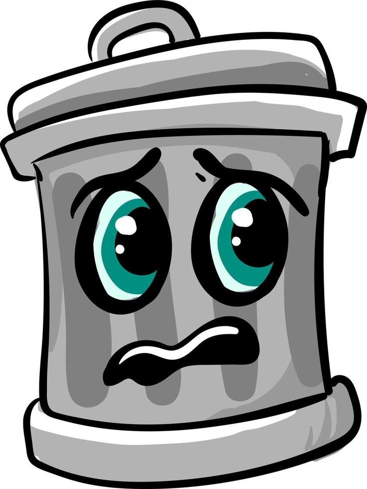 Scared garbage can, illustration, vector on white background